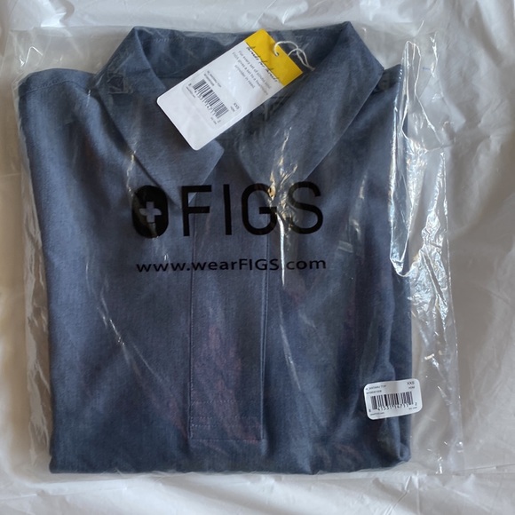 FIGS Scrubs Technical Collection Watamu Top Women XXS Blue Chambray Long Sleeve - Picture 9 of 9